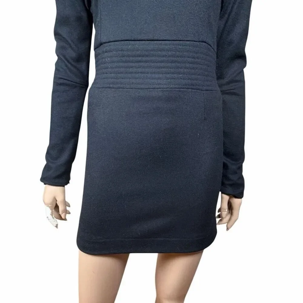 Kova & T size 2 Black Structured Puff Sleeve Mini Dress Bodycon Designer (102)